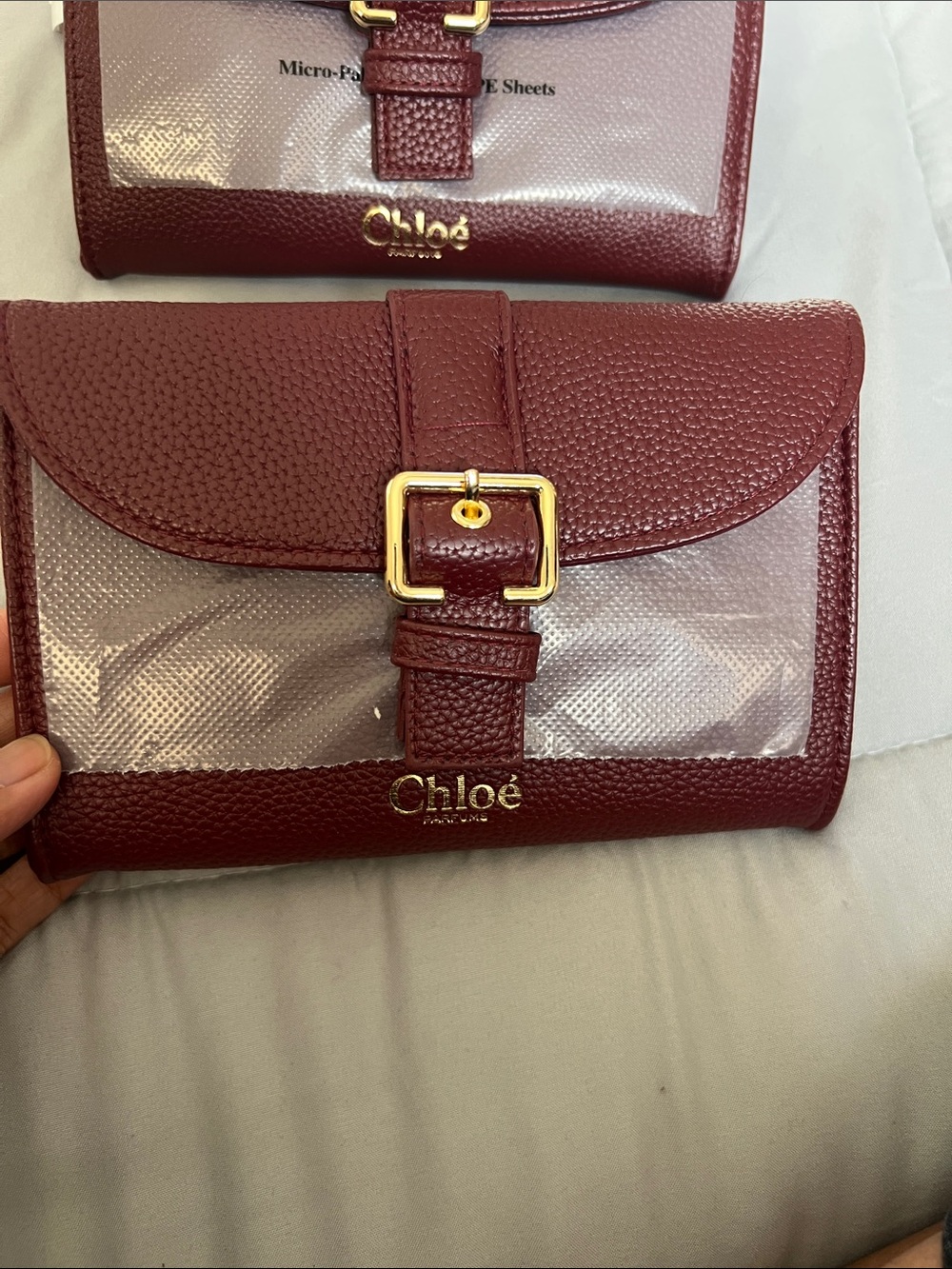 NIB CHLOE Burgundy Leather Buckle Pouch/Wallet - Picture 3 of 6